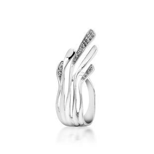 Silver ring with zircons JT7443R Swan