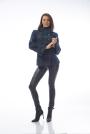 Women's short coat in blue and green with cuff 12002-T28