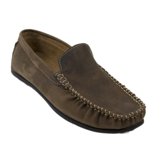 Men's moccasins in brown natural leather 095BROWN