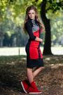 Dress with front made of different colours with high collar Avangard