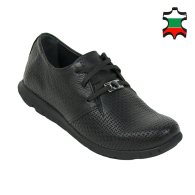 Women's black leather shoes with perfaration 32427