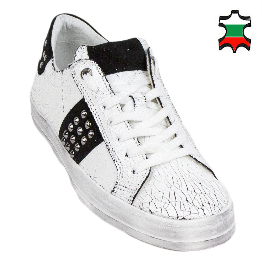 Men's white trainers with black suede leather 33703