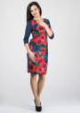 Rochie bleumarin cu imprimeu floral contrastant  RUMENA