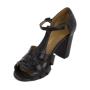 Women's balck leather sandals 19180