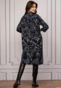 Elegant dress with long sleeves in dark blue and white motifs Avangard
