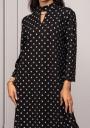 Elegant long dress with long sleeves in black polka dots Avangard