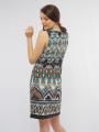 Women's dress in turquoise color with motifs 8177