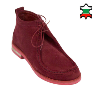 Pantofi în nuanță bordo din velur natural pentru femei 33042