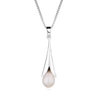 Silver necklace with natural white pearl IEP0342W Swan