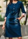 Elegant denim dress with colorful cuffs Avangard