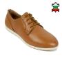 Women's light brown leather shoes with flat soles