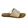 Women's beige leather flip-flops 19239
