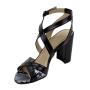 Women's sandals in black with elements in leather in print 21334
