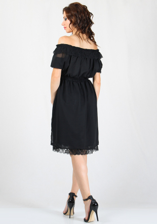 Women's black chiffon and lace dress BF RUMENA