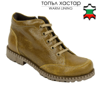 Дамски боти тип кларк в цвят горчица с топъл хастар 32219