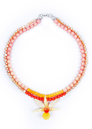 Колие от естествена орхидея, перли и корали Little Star Dannyra Jewels