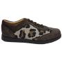 Women's leather nubuck shoes with leopard print suede
