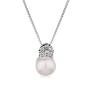 Silver necklace with natural white pearl and zirons CAA026N Swan