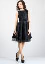 Women's dress with flock flowers taffeta RUMENA