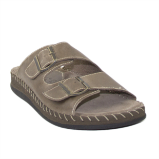 Brown genuine leather men's slippers 8841-22-01CAFE
