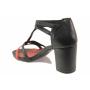 Elegant anatomical women's leather sandals with red and black straps 21277