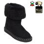 Women's black suede leather boots with lambswool lining 20486
