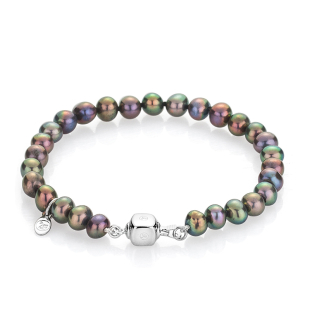Bracelate with fresh water black pearls R172BBS Swan
