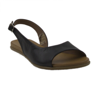 Sandale de damă cu bretele joase din piele naturală neagră KIRA142BLACK