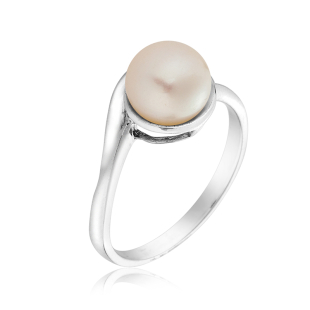 Silver ring with white freshwater pearl SR0028W Swan