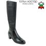 Women's black leather high boots with croco effect