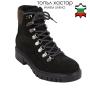 Women's black leather boots with ties, zipper and warm lining 32783