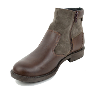 Men's brown leather boots combined with suede leather