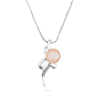 Colie din argint cu zirconii si perla roza de apa dulce IP0782W Swan