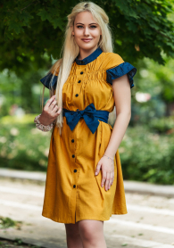 Casual tunic dress in yellow with belt  Avangard