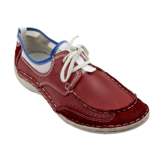 Men's moccasins in red with white seam 98374RED