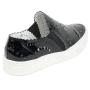 Women's black leather shoes with flowers perforation 