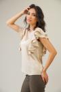Elegant women's blouse with curls on the sleeves color ecru 82133-102