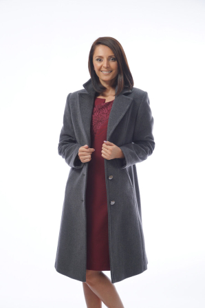 Elegant women's jacket with a decorative seam in gray 12014-9-8