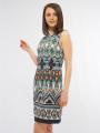 Women's dress in turquoise color with motifs 8177