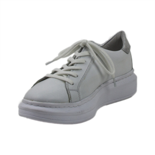 Adidasi de dama bej jos cu elemente argintii 2212WHITE