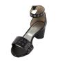 Women's black leather sandals 33894