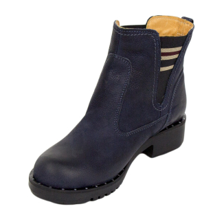 Ghete din piele naturală de culoare bleumarin cu elastice 34168