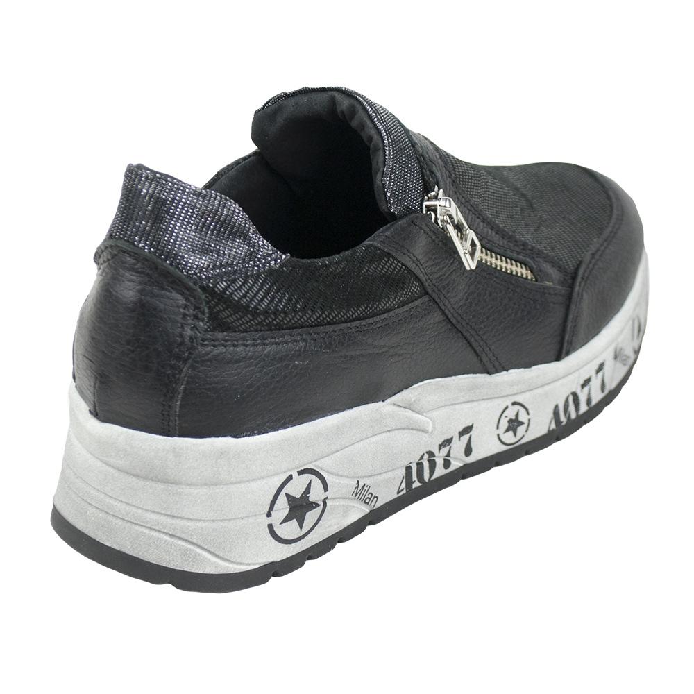 ladies black leather trainers