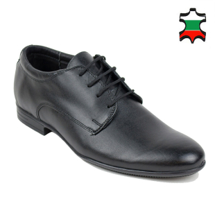 Men's black leather evening shoes with ties