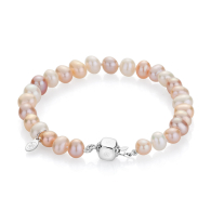 Bracelate with fresh water pearls in pink, purple and white R172BM Swan
