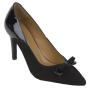 Elegant women's high heel shoes 9 cm in black leather with ribbon 19140BLACK
