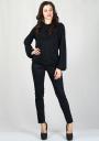 Women's black top with lace neck and trousers RUMENA