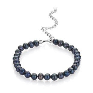 Bracelate with fresh water black pearls 6.5-7mm R0435BB Swan