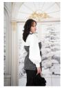 Women's elegant double-breasted maxi tunic in white and gray Avangard