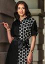 Two-tone dress with black and satin belt Avangard
